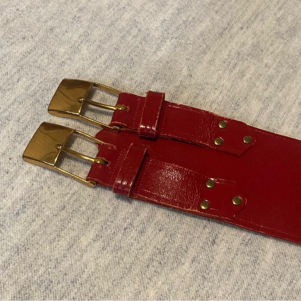 Red Leather Accent Belt-1970s